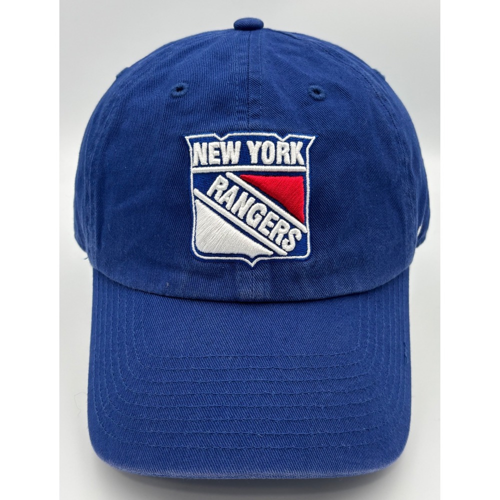 '47 Brand Mens OSFA Hat‎ Blue New York Rangers Embroidered Logo Adjustable